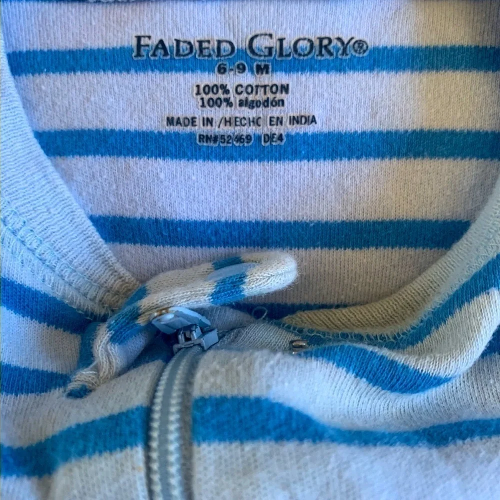 Faded Glory Striped Blue Long Sleeve Onesie